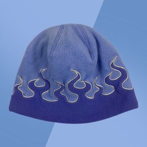 L.L. Bean Purple Blue Fire Flames Fleece Lined Beanie Cap Youth M